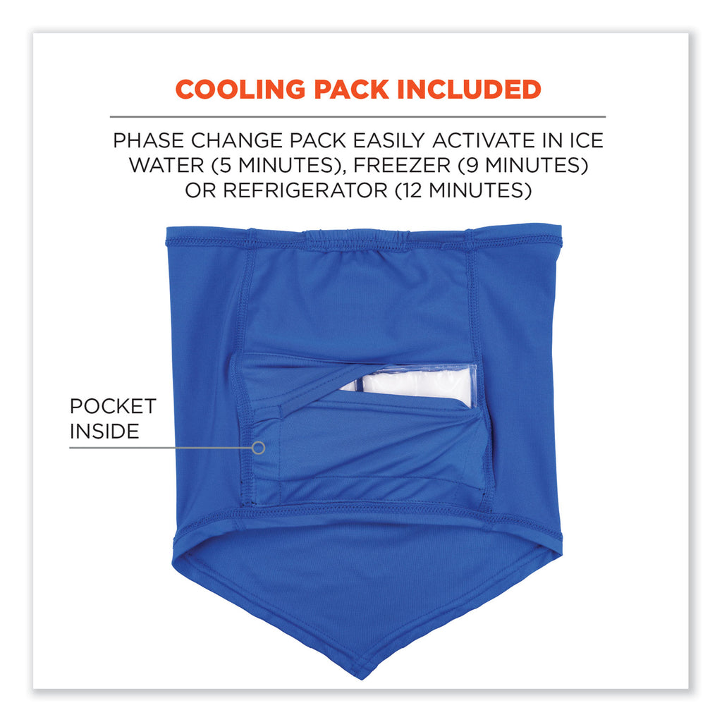 Chill-Its 6482 Cooling Neck Gaiter Bandana Pocket Kit, Polyester/Spandex, Small/Medium, Blue, Ships in 1-3 Business Days