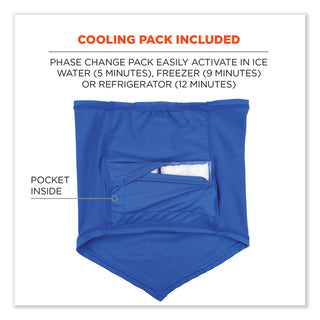 Chill-Its 6482 Cooling Neck Gaiter Bandana Pocket Kit, Polyester/Spandex, Small/Medium, Blue, Ships in 1-3 Business Days