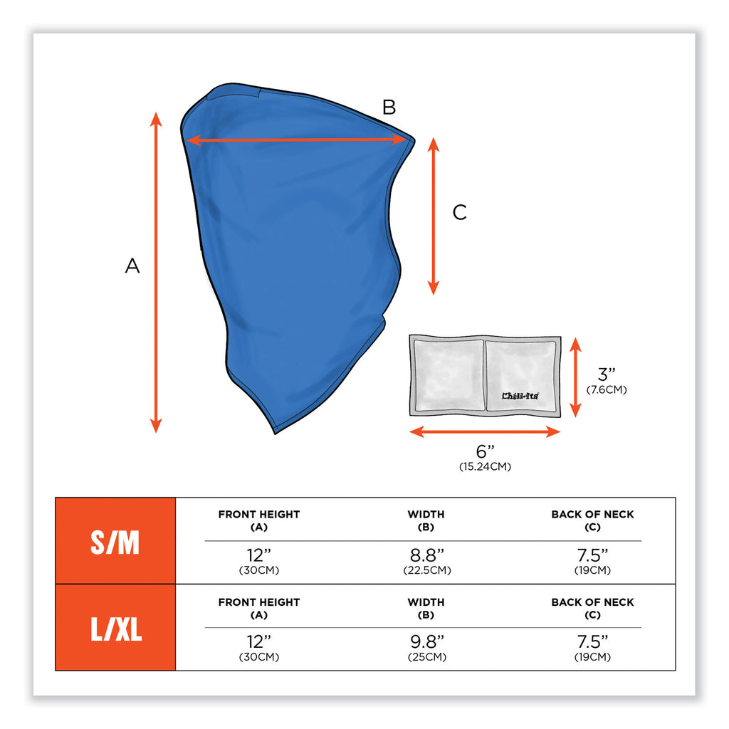 chill-its-6482-cooling-neck-gaiter-bandana-pocket-kit-polyester-spandex-large-x-large-blue-ships-in-1-3-business-days_ego42136 - 6