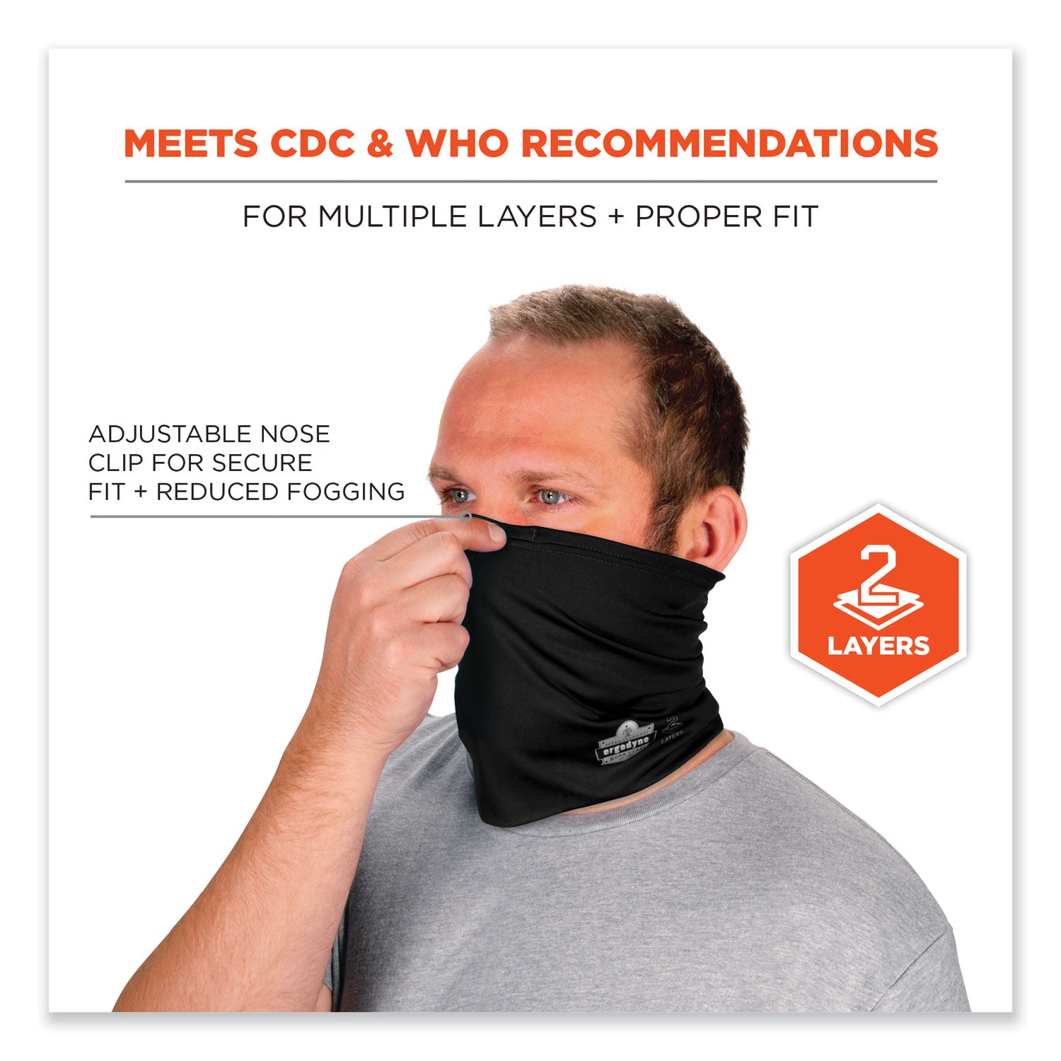 Chill-Its 6489 2-Layer Cooling Performance Knit Multi-Band, Polyester/Spandex, Large/XL, Black, Ships in 1-3 Business Days
