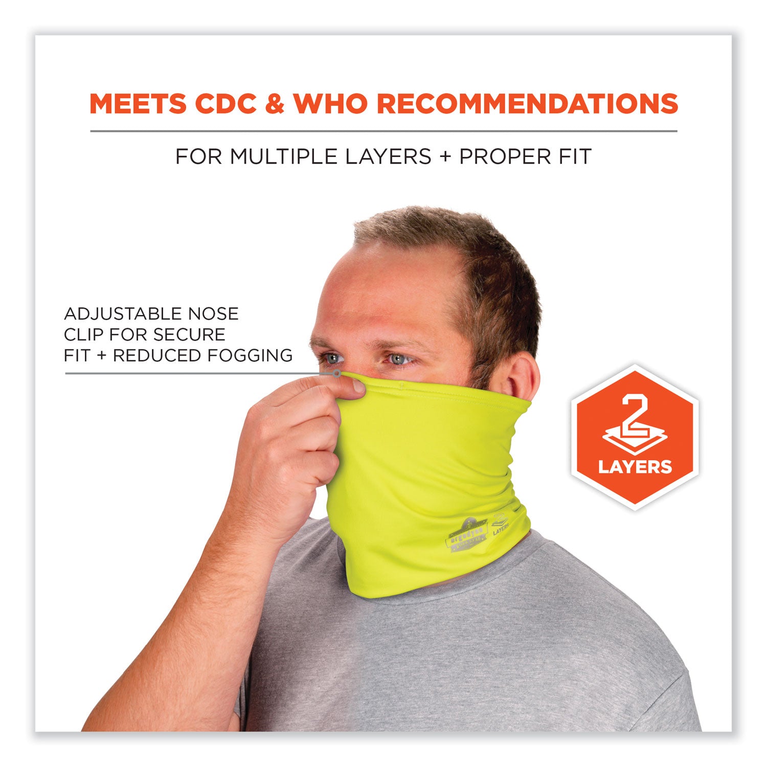 Chill-Its 6489 2-Layer Cooling Performance Knit Multi-Band, Polyester/Spandex, S/M, HiVis Lime, Ships in 1-3 Business Days
