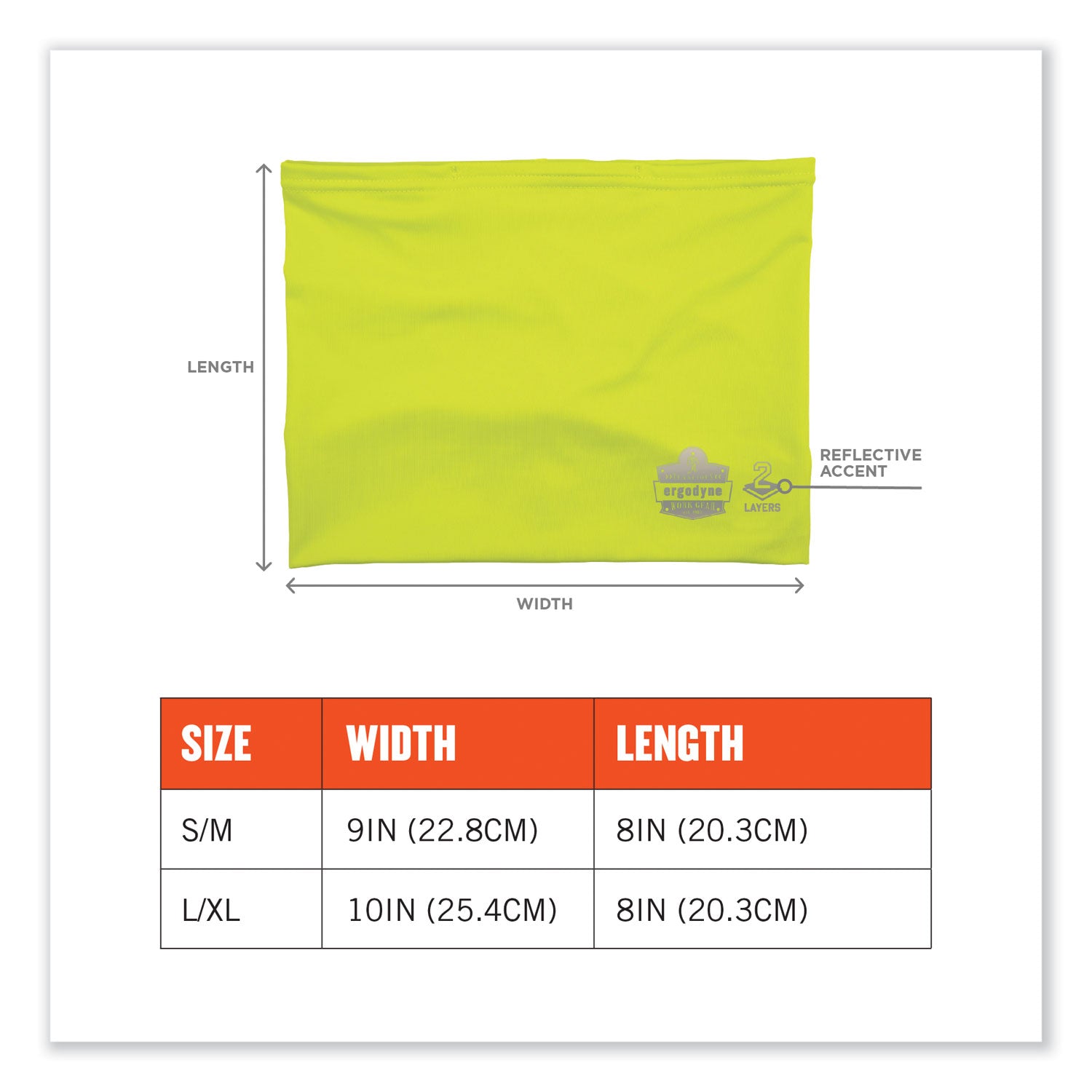 Chill-Its 6489 2-Layer Cooling Performance Knit Multi-Band, Polyester/Spandex, L/XL, Hi-Vis Lime, Ships in 1-3 Business Days