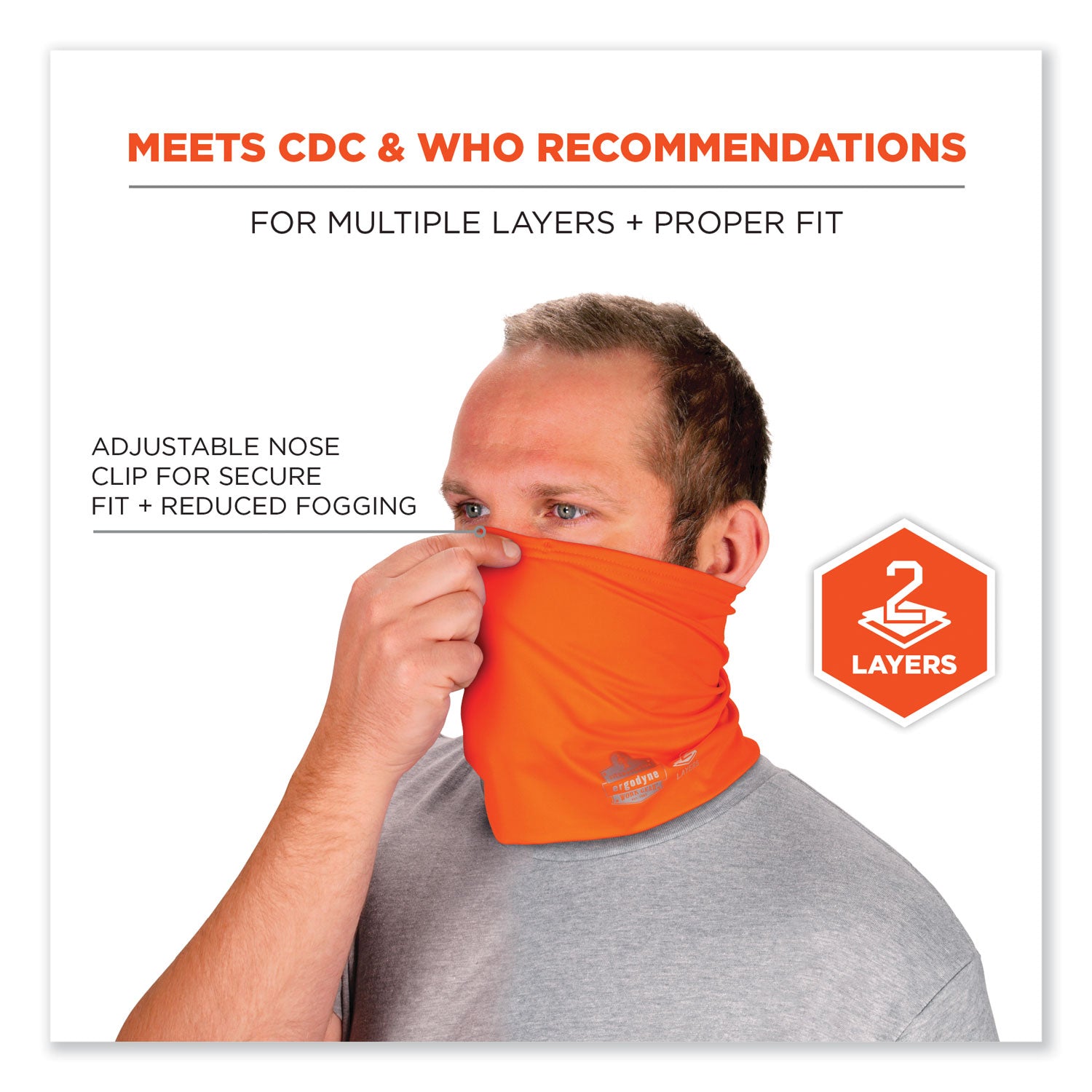 Chill-Its 6489 2-Layer Cooling Performance Knit Multi-Band, Polyester/Spandex, L/XL, HiVis Orange, Ships in 1-3 Business Days
