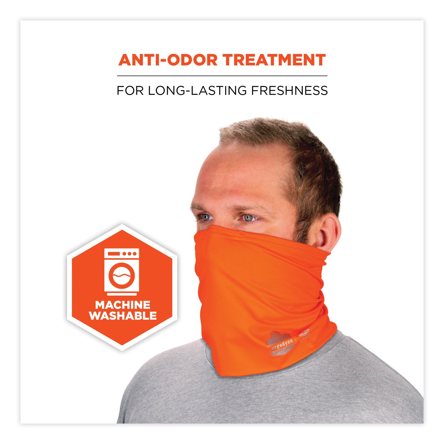 Chill-Its 6489 2-Layer Cooling Performance Knit Multi-Band, Polyester/Spandex, L/XL, HiVis Orange, Ships in 1-3 Business Days
