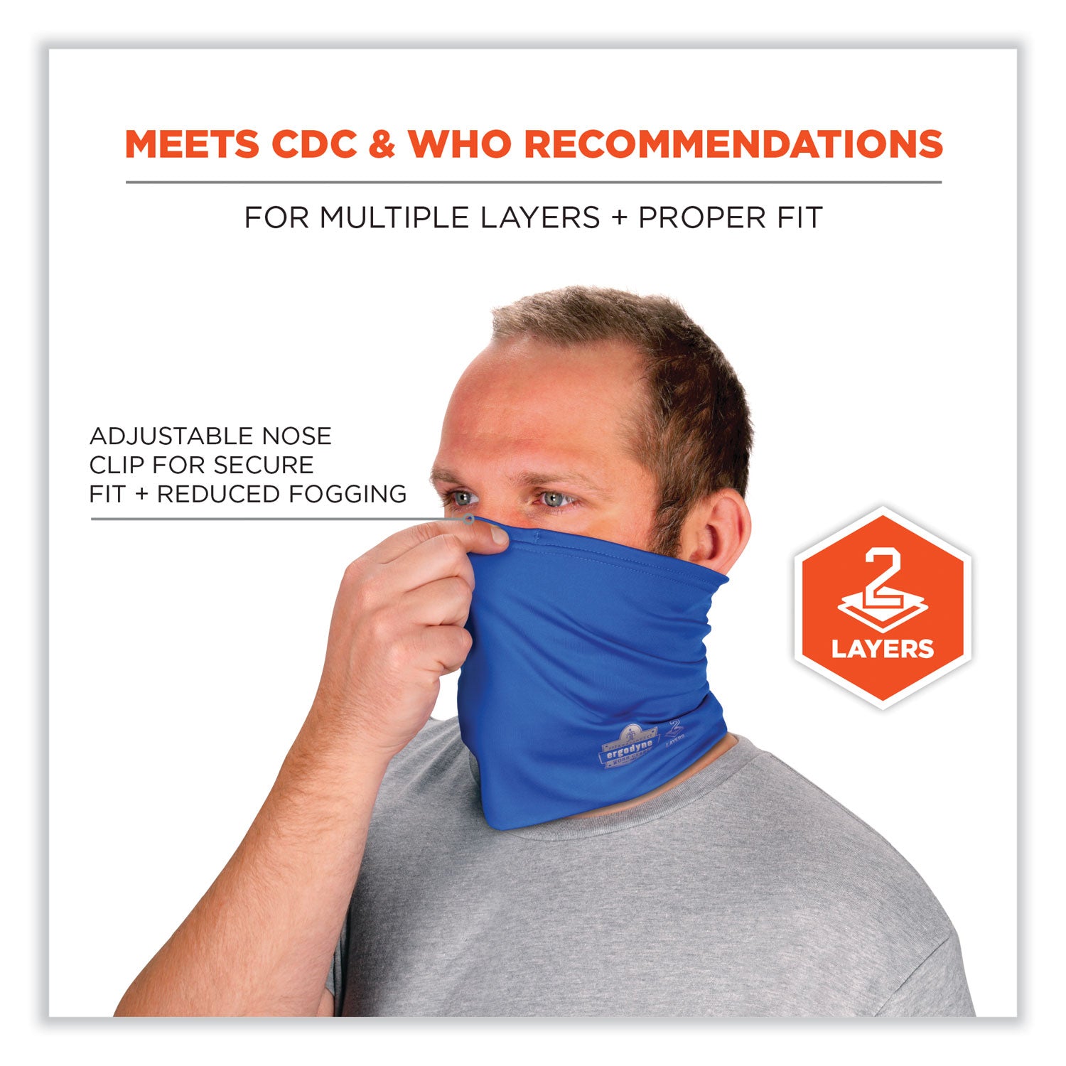 Chill-Its 6489 2-Layer Cooling Performance Knit Multi-Band, Polyester/Spandex, Large/XL, Blue, Ships in 1-3 Business Days