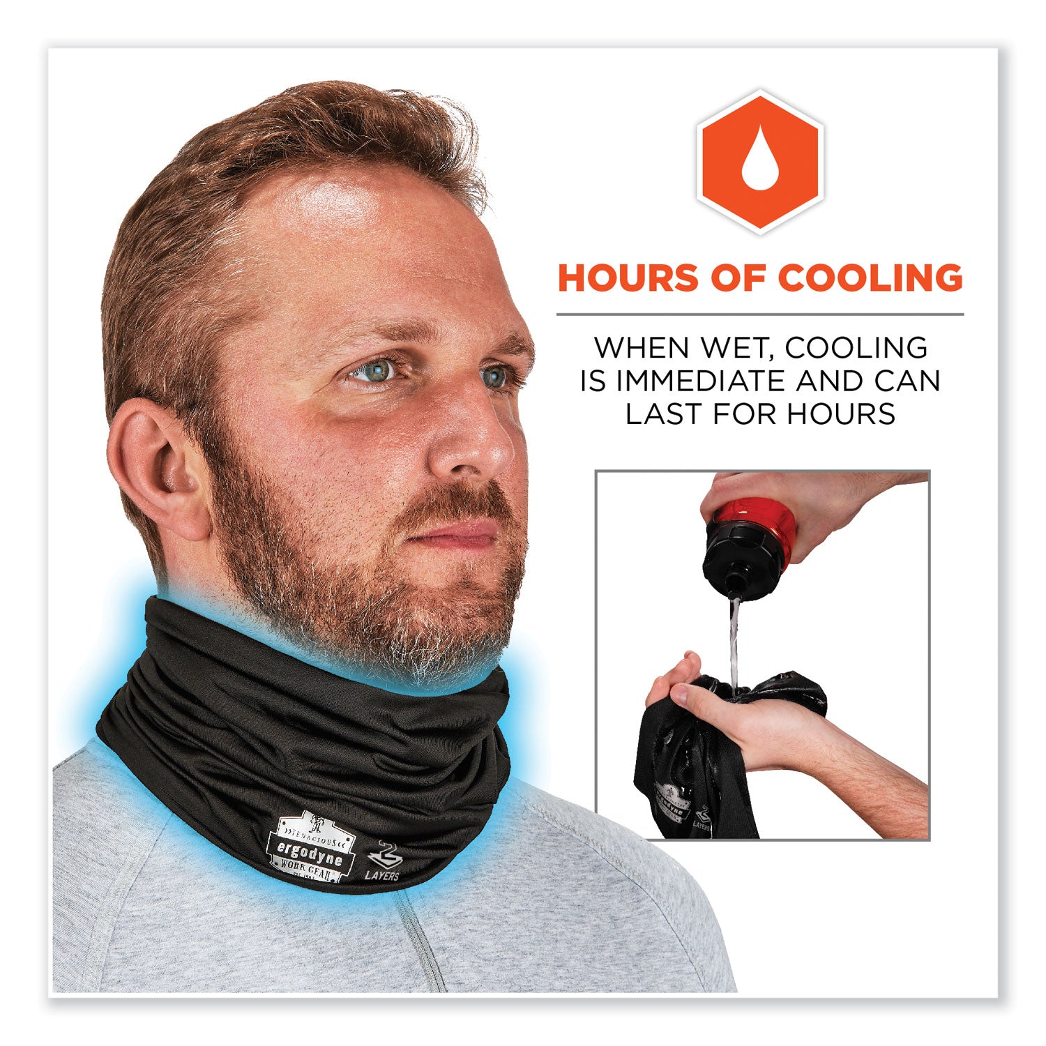 Chill-Its 6489 2-Layer Cooling Performance Knit Multi-Band, Polyester/Spandex, 2XL/3XL, Black, Ships in 1-3 Business Days