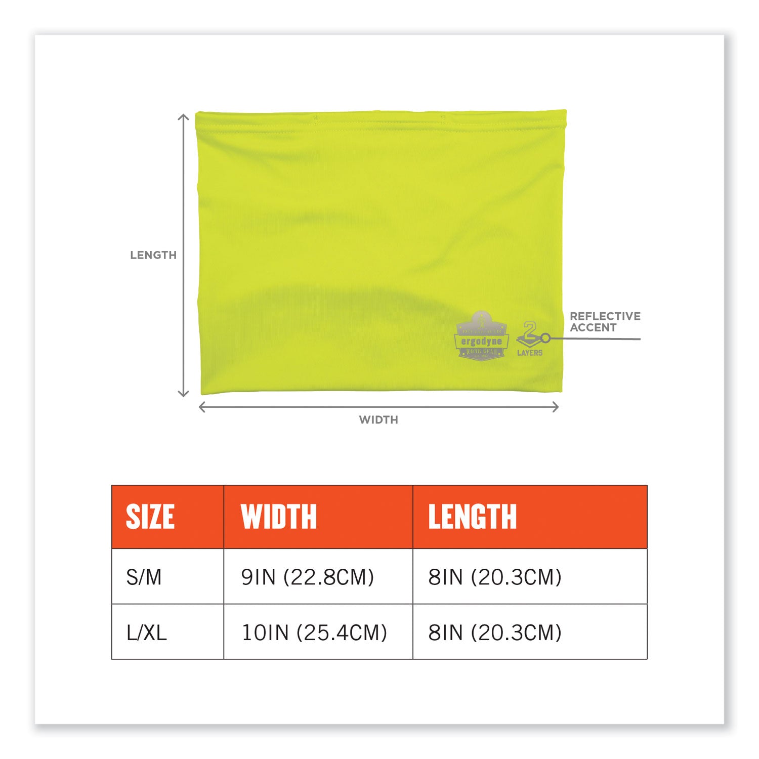 Chill-Its 6489 2-Layer Cooling Performance Knit MultiBand, Polyester/Spandex, 2XL/3XL, HiVis Lime, Ships in 1-3 Business Days