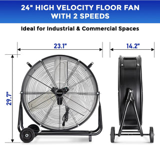 24 in. Black High Velocity Drum Fan, 2-Speed