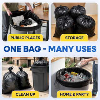 23" x 17" x 46" 45 Gal 3 Mil Black Contractor Bags, 100/Case