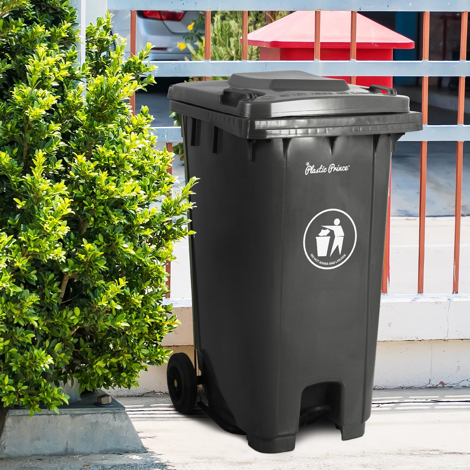 65 Gal Gray Step-On Rollout Container