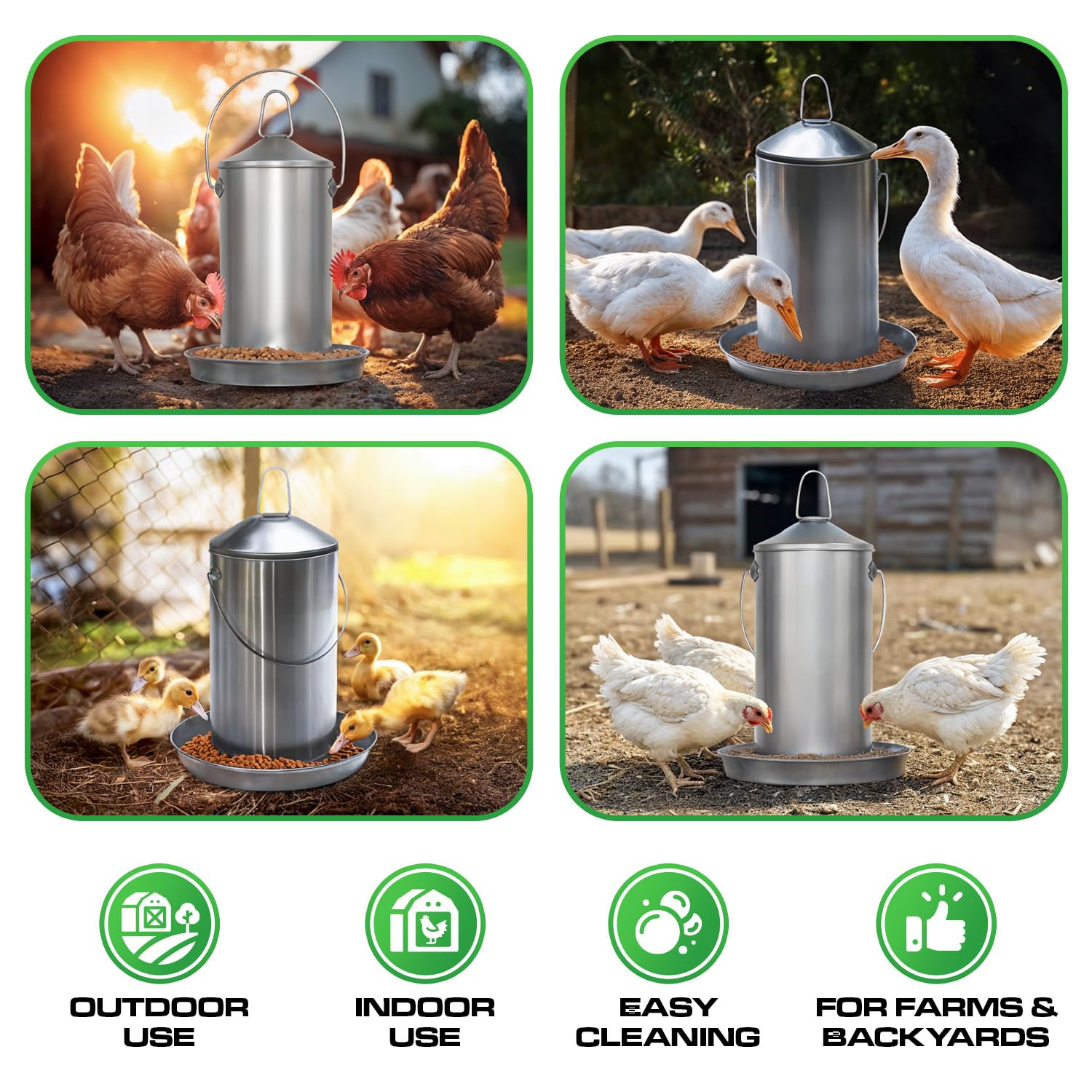 1 Gallon Stainless Steel Automatic Poultry Drinker