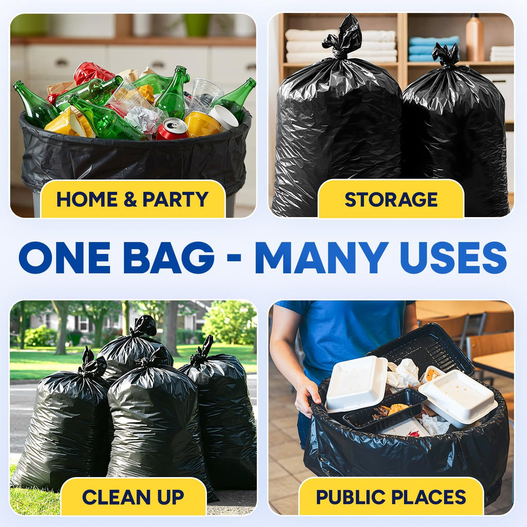 plastic prince 37 x 50 55 gallon 2 mil black trash bags 10 rolls of 10 bags total of 100/case