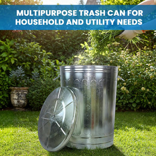 31-Gallon Galvanized Steel Round Trash Can with Lid