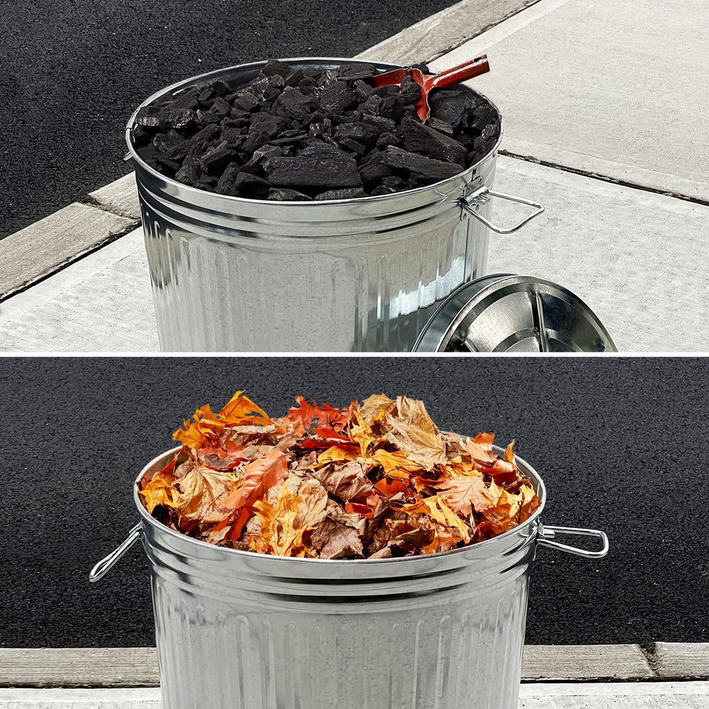 20-Gallon Shiny Galvanized Steel Round Fire Resistant Trash Can with Lid
