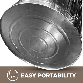 20-Gallon Shiny Galvanized Steel Round Fire Resistant Trash Can with Lid