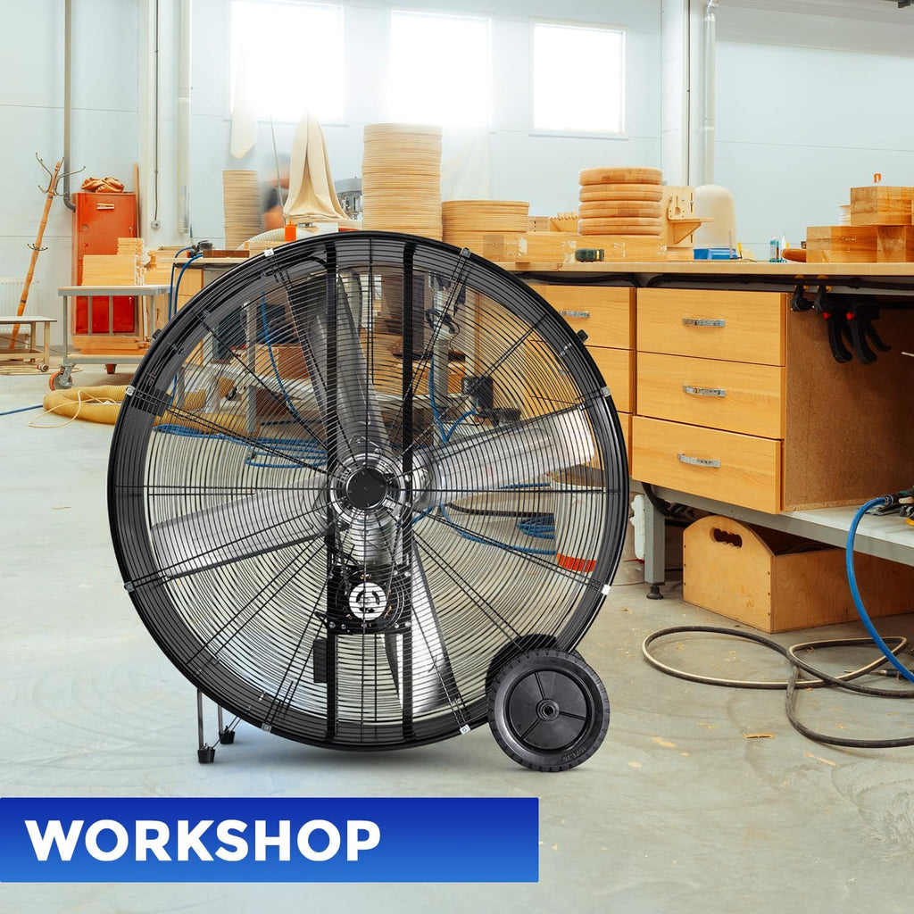 42 in. Black High Velocity Belt-Drive Drum Fan, 2-Speed