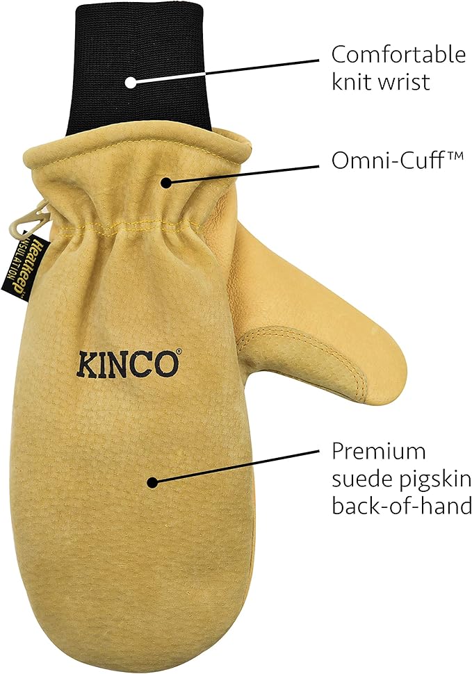 Kinco - Premium Leather Work and Ski Mitt with Nikwax Waterproof Wax, (901T)