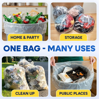 22" x 14" x 50" 55 Gal 2 Mil Clear Trash Bags, 100/Case