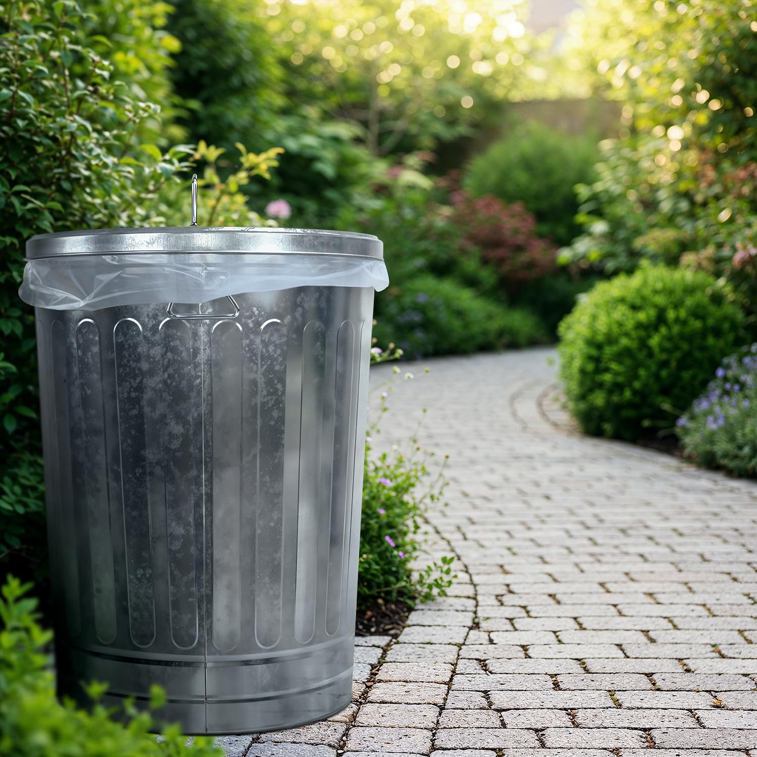 31-Gallon Galvanized Steel Round Trash Can with Lid
