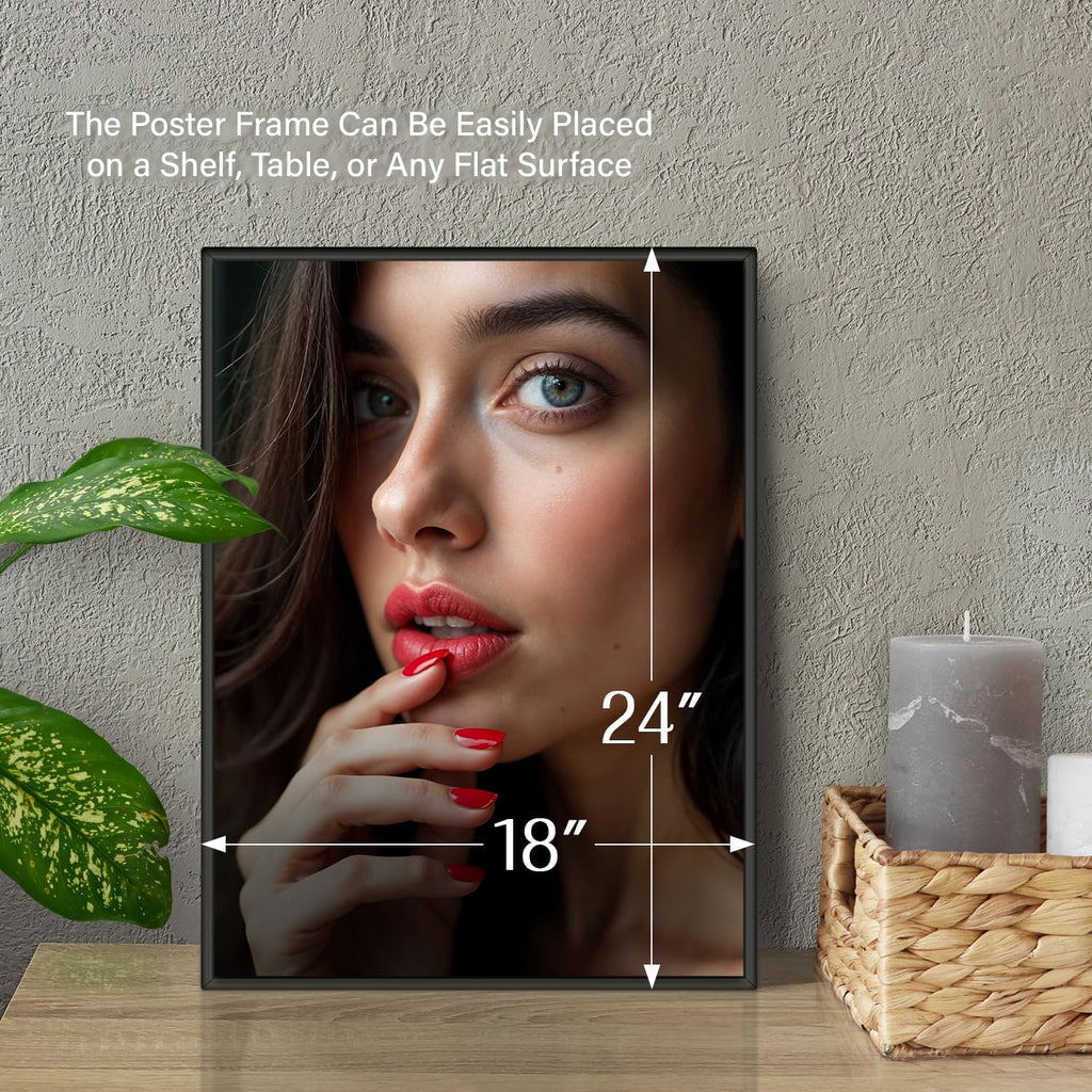 Black Poster Frame, 18" x 24" For Horizontal & Vertical Wall Mounting