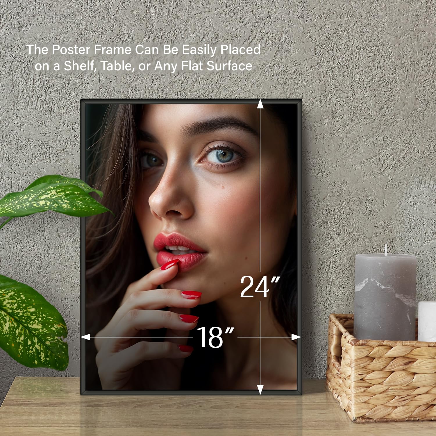 Black Poster Frame, 18" x 24" For Horizontal & Vertical Wall Mounting