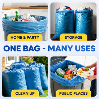 23" x 14" x 50" 55 Gal 3 Mil Blue Trash Bags, 100/Case