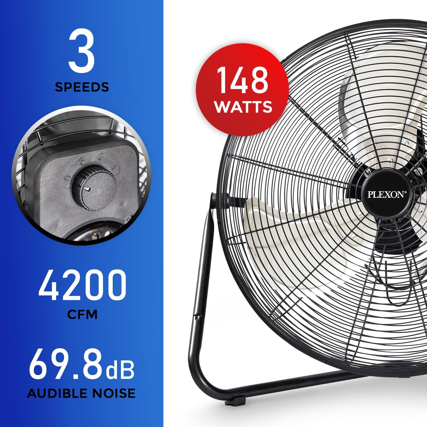 20 in. Black High Velocity Floor Fan, 3-Speed