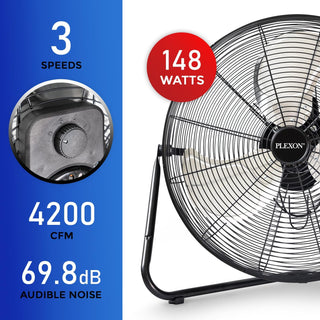 20 in. Black High Velocity Floor Fan, 3-Speed