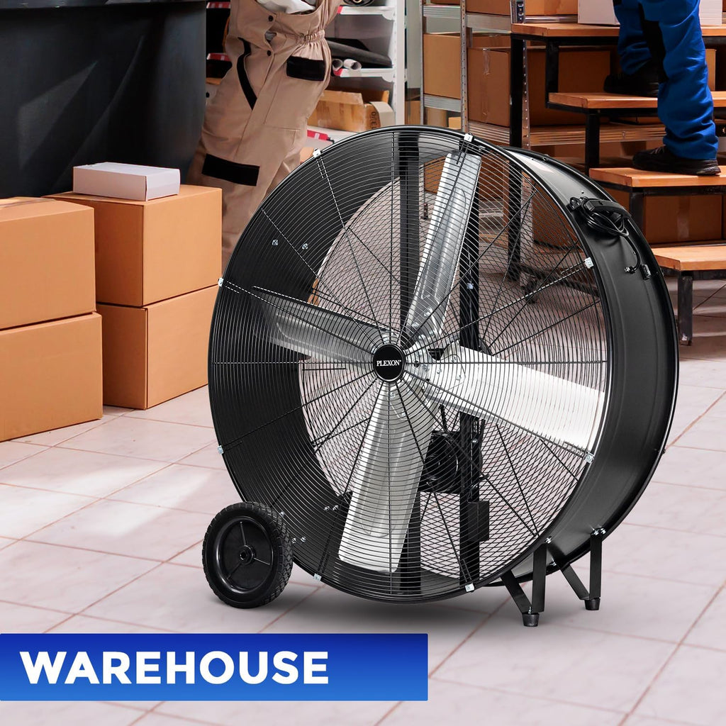 42 in. Black High Velocity Belt-Drive Drum Fan, 2-Speed