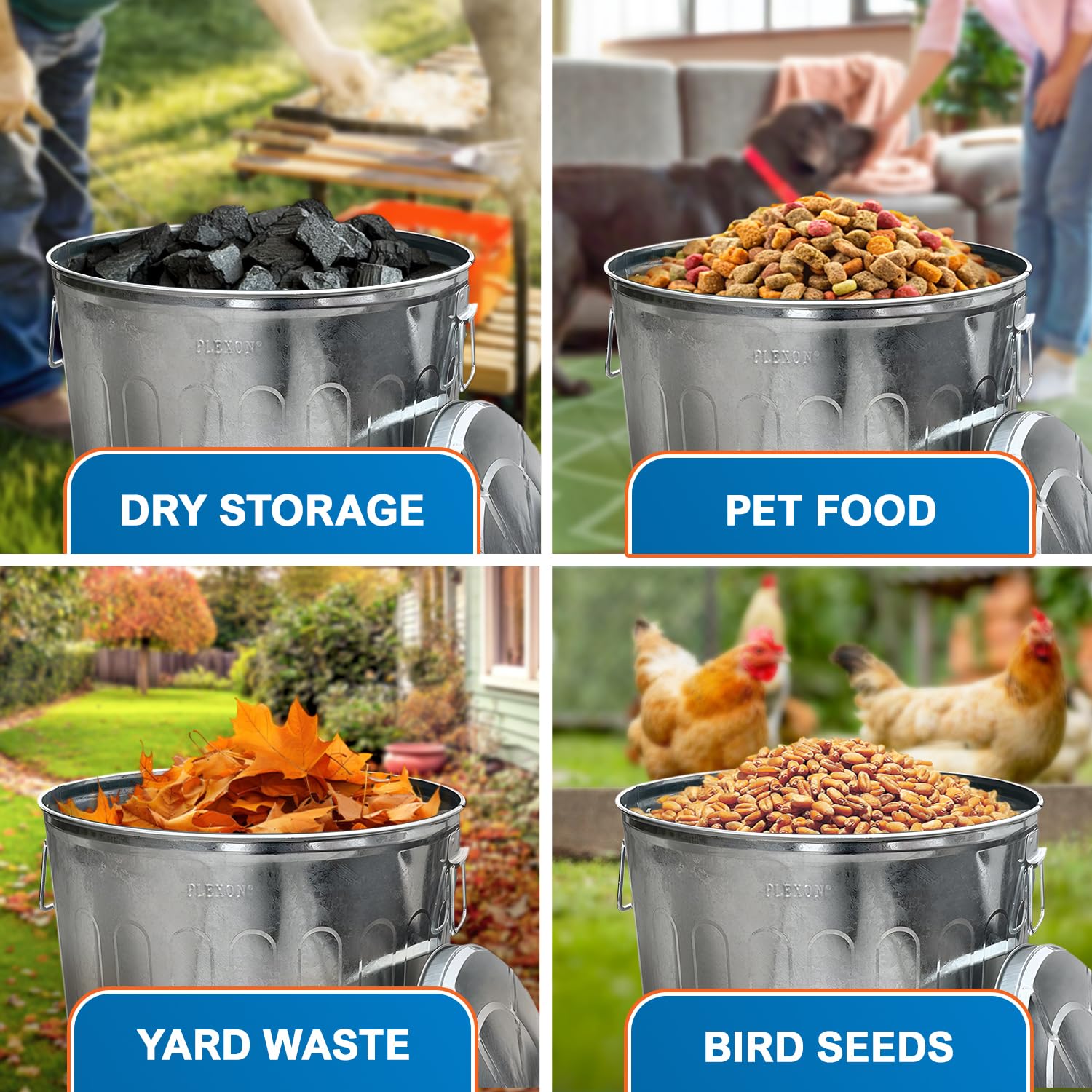 20 Gal Galvanized Steel Round Trash Can with Lid