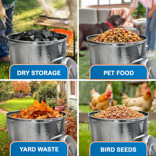 20 Gal Galvanized Steel Round Trash Can with Lid