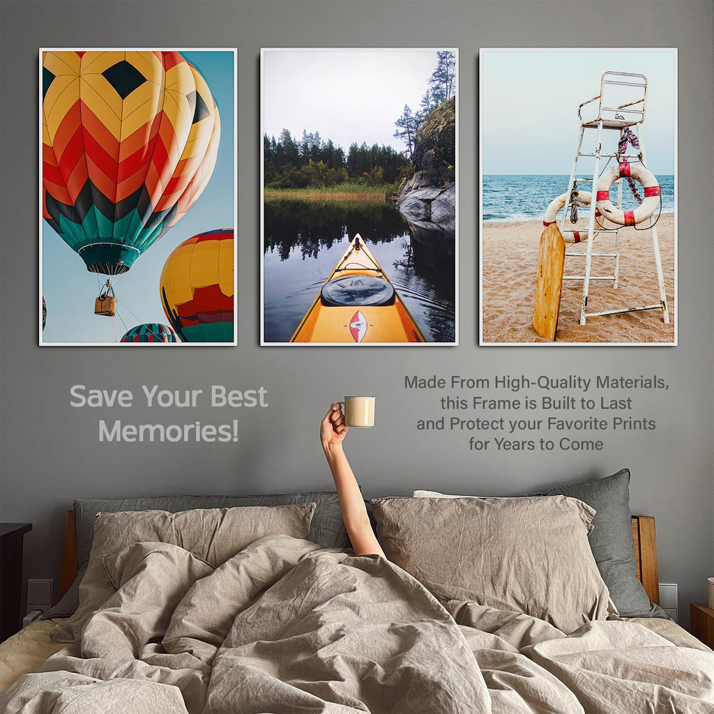 White Poster Frame, 24" x 36" For Horizontal & Vertical Wall Mounting