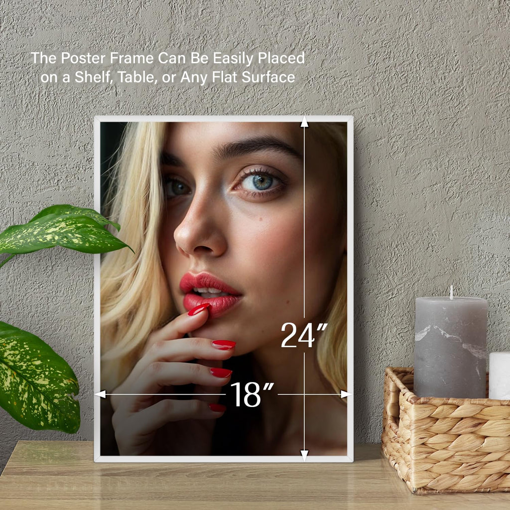 White Poster Frame, 24" x 36" For Horizontal & Vertical Wall Mounting