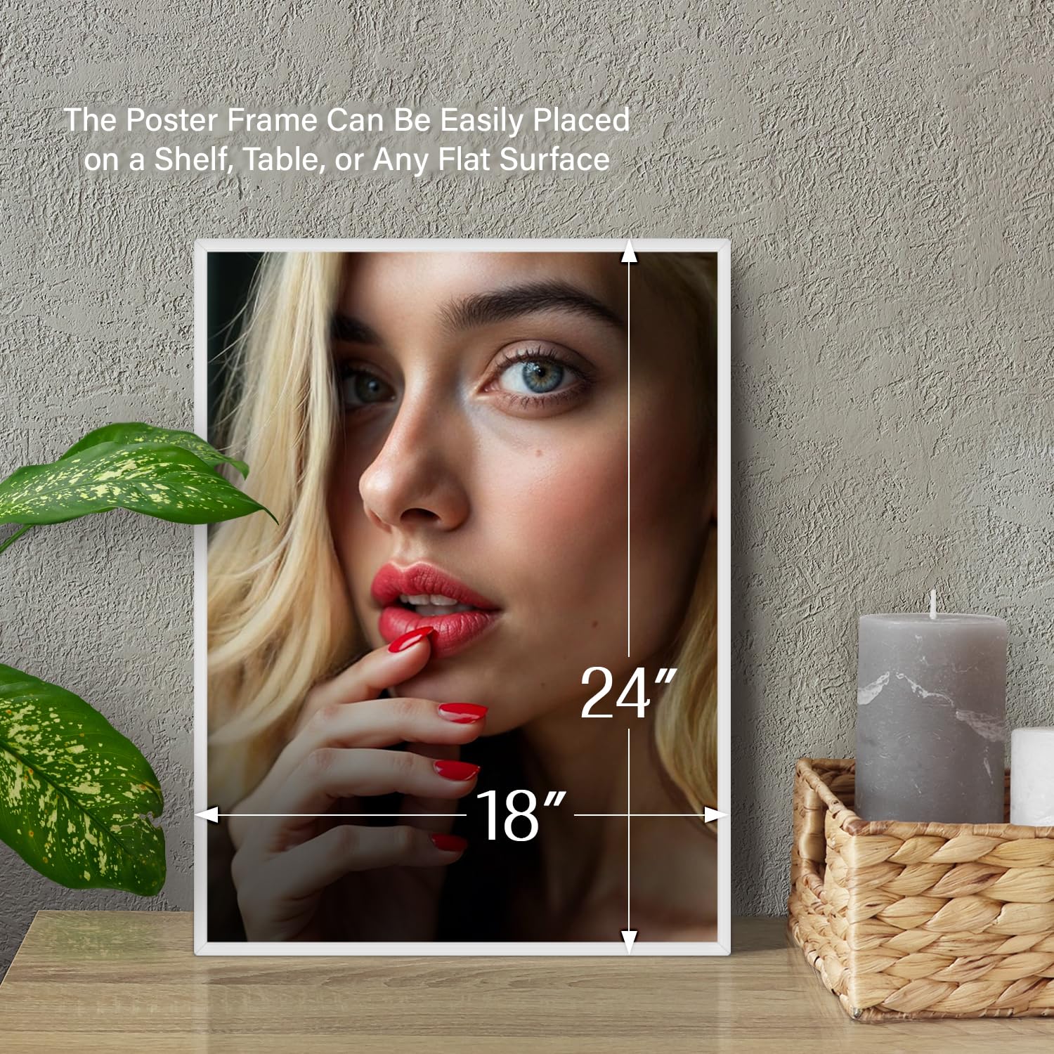 White Poster Frame, 24" x 36" For Horizontal & Vertical Wall Mounting