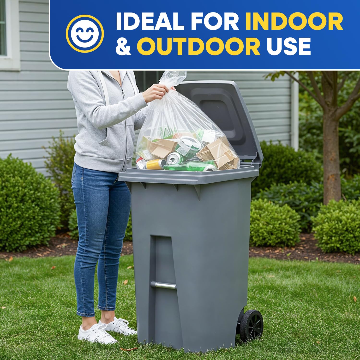 23" x 17" x 46" 45 Gal 3 Mil Clear Contractor Bags, 100/Case