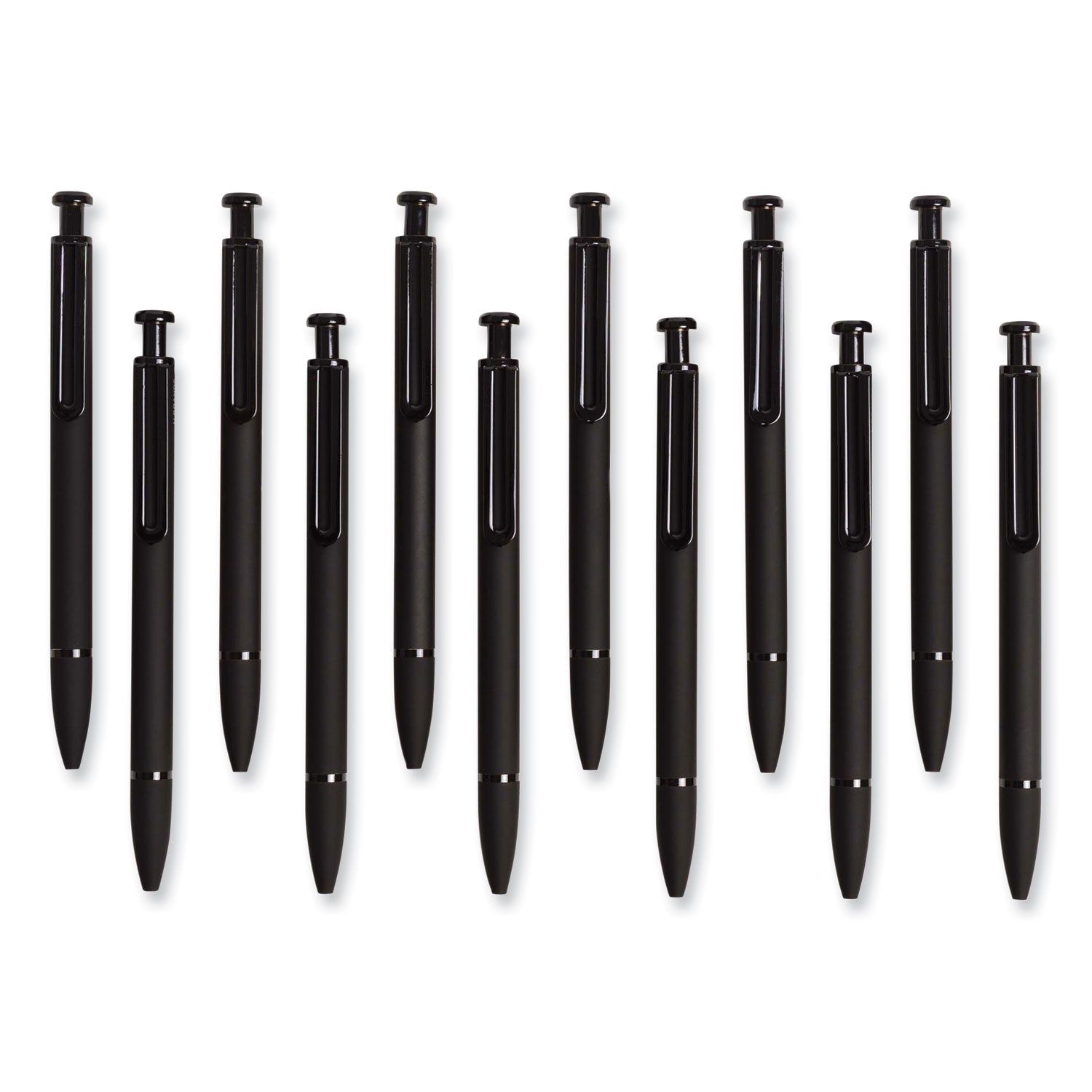 Monterey Soft Touch Ballpoint Pen, Retractable, Medium 1 mm, Black Ink, Midnight Barrel, 12/Pack