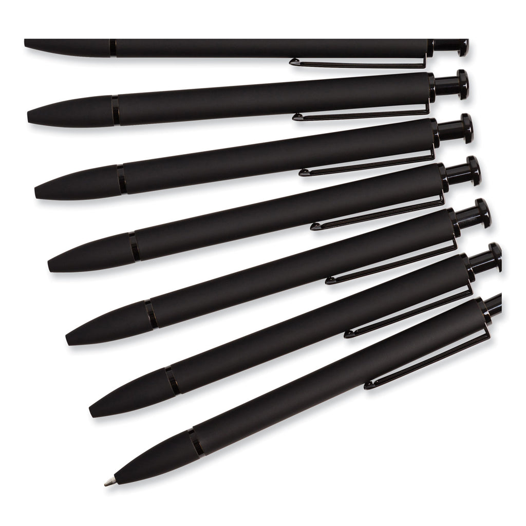 Monterey Soft Touch Ballpoint Pen, Retractable, Medium 1 mm, Black Ink, Midnight Barrel, 12/Pack