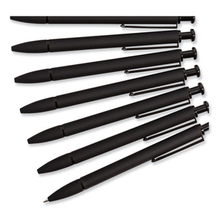 Monterey Soft Touch Ballpoint Pen, Retractable, Medium 1 mm, Black Ink, Midnight Barrel, 12/Pack