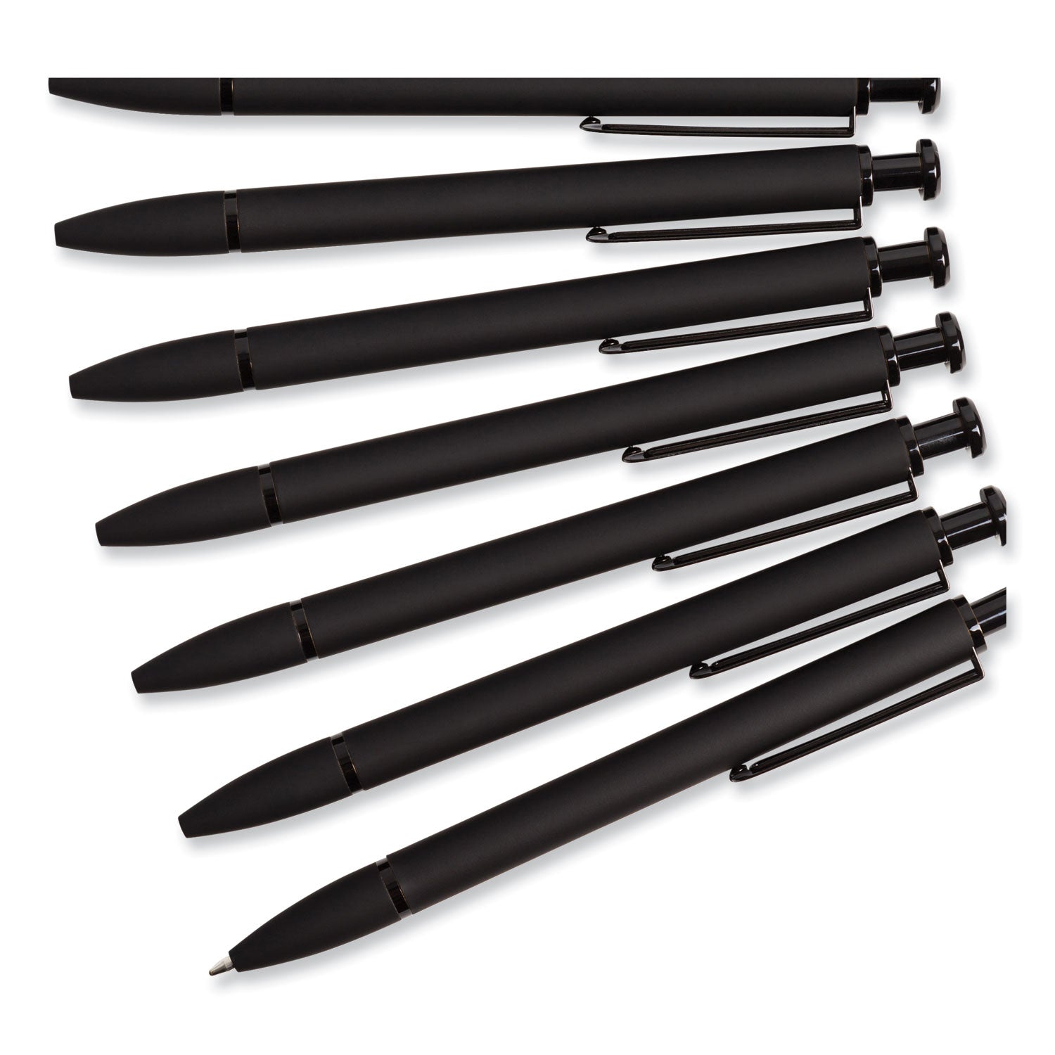 Monterey Soft Touch Ballpoint Pen, Retractable, Medium 1 mm, Black Ink, Midnight Barrel, 12/Pack
