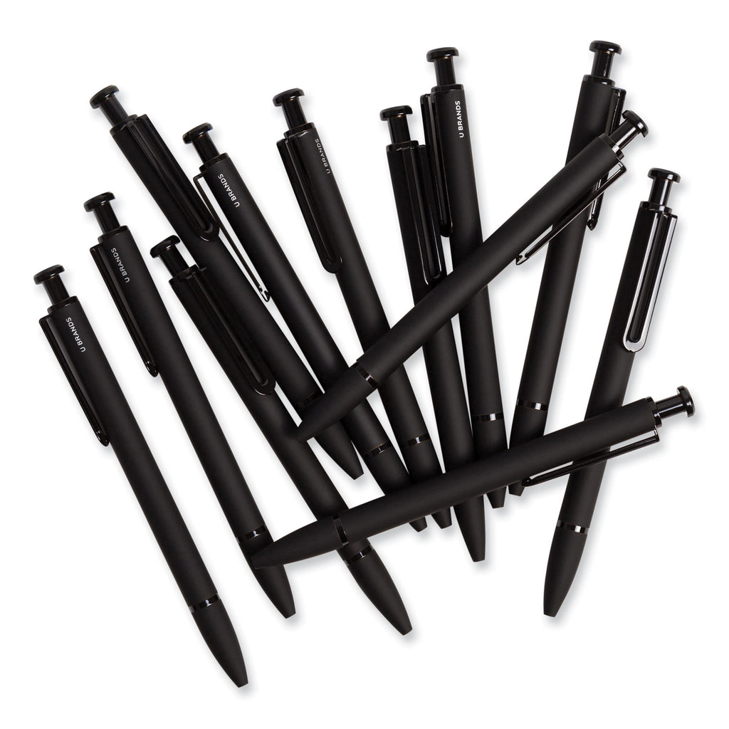 Monterey Soft Touch Ballpoint Pen, Retractable, Medium 1 mm, Black Ink, Midnight Barrel, 12/Pack