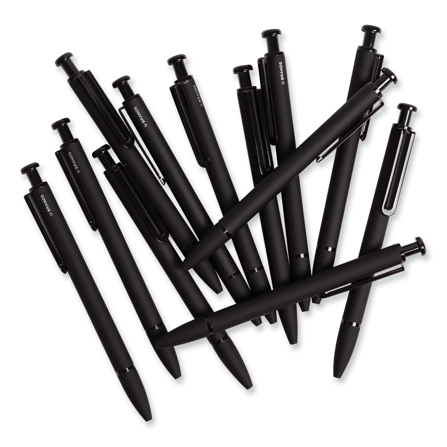 Monterey Soft Touch Ballpoint Pen, Retractable, Medium 1 mm, Black Ink, Midnight Barrel, 12/Pack