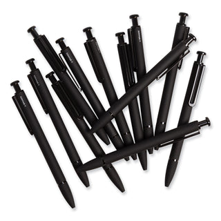 Monterey Soft Touch Ballpoint Pen, Retractable, Medium 1 mm, Black Ink, Midnight Barrel, 12/Pack