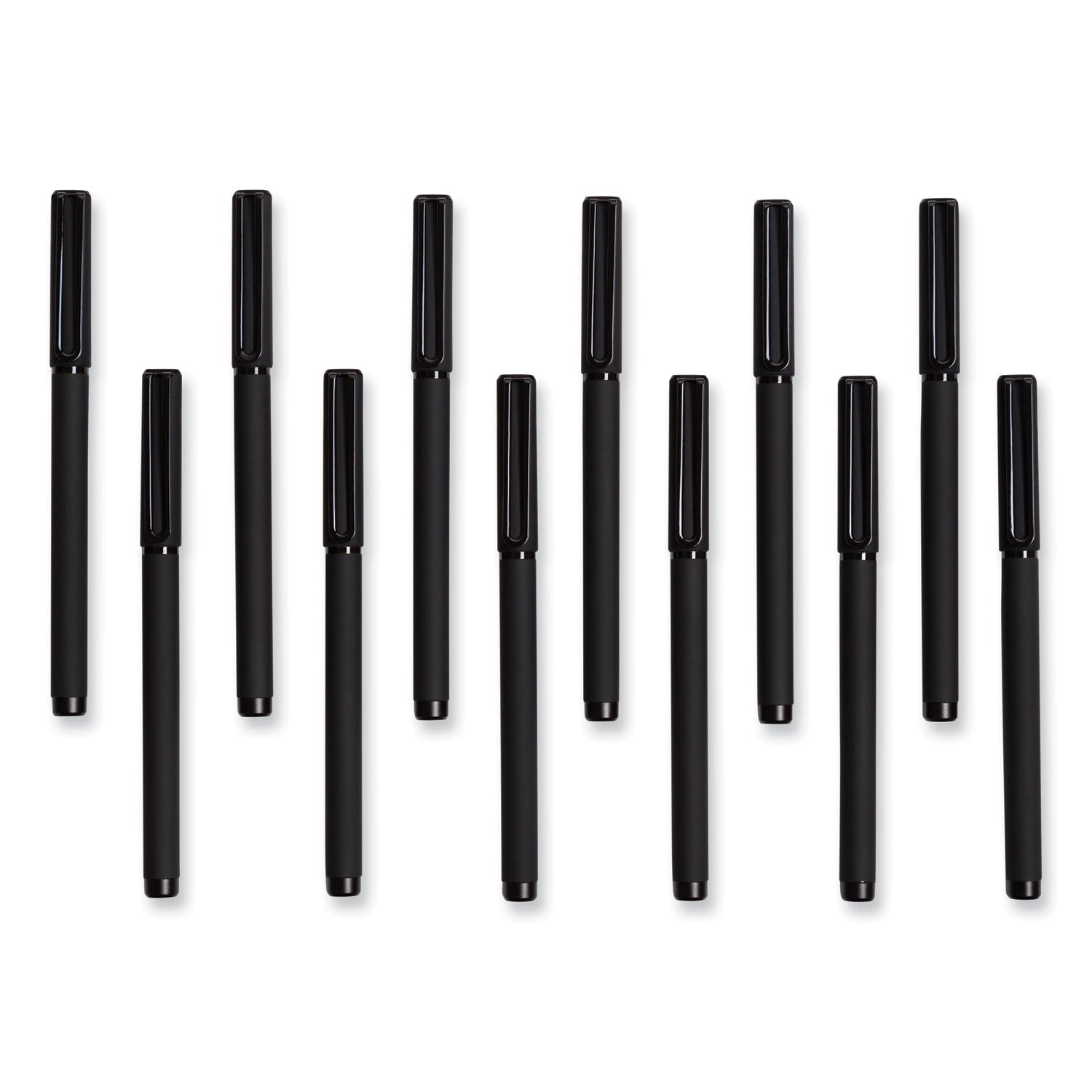 Catalina Soft Touch Porous Point Pen, Stick, Fine 0.7 mm, Black Ink, Black Barrel, Dozen