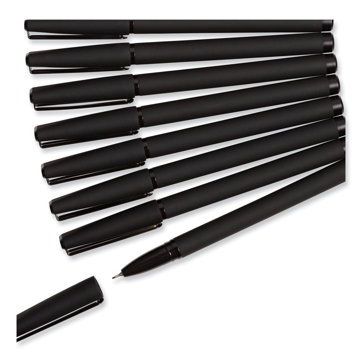 Catalina Soft Touch Porous Point Pen, Stick, Fine 0.7 mm, Black Ink, Black Barrel, Dozen