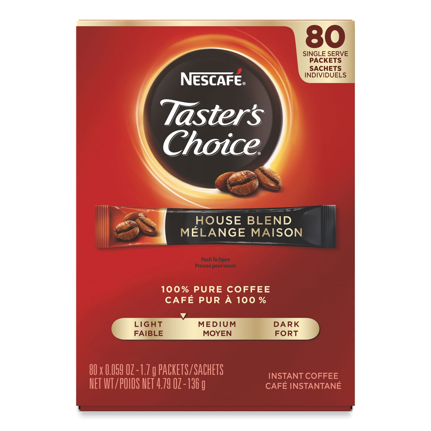 Taster's Choice Stick Pack, House Blend, 80/Box - 