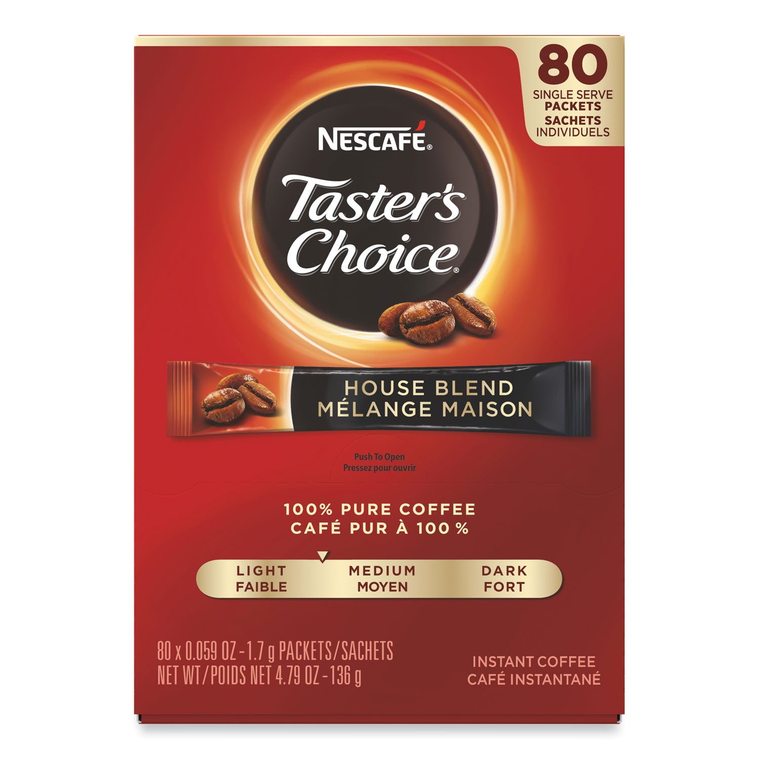Taster's Choice Stick Pack, House Blend, 80/Box - 