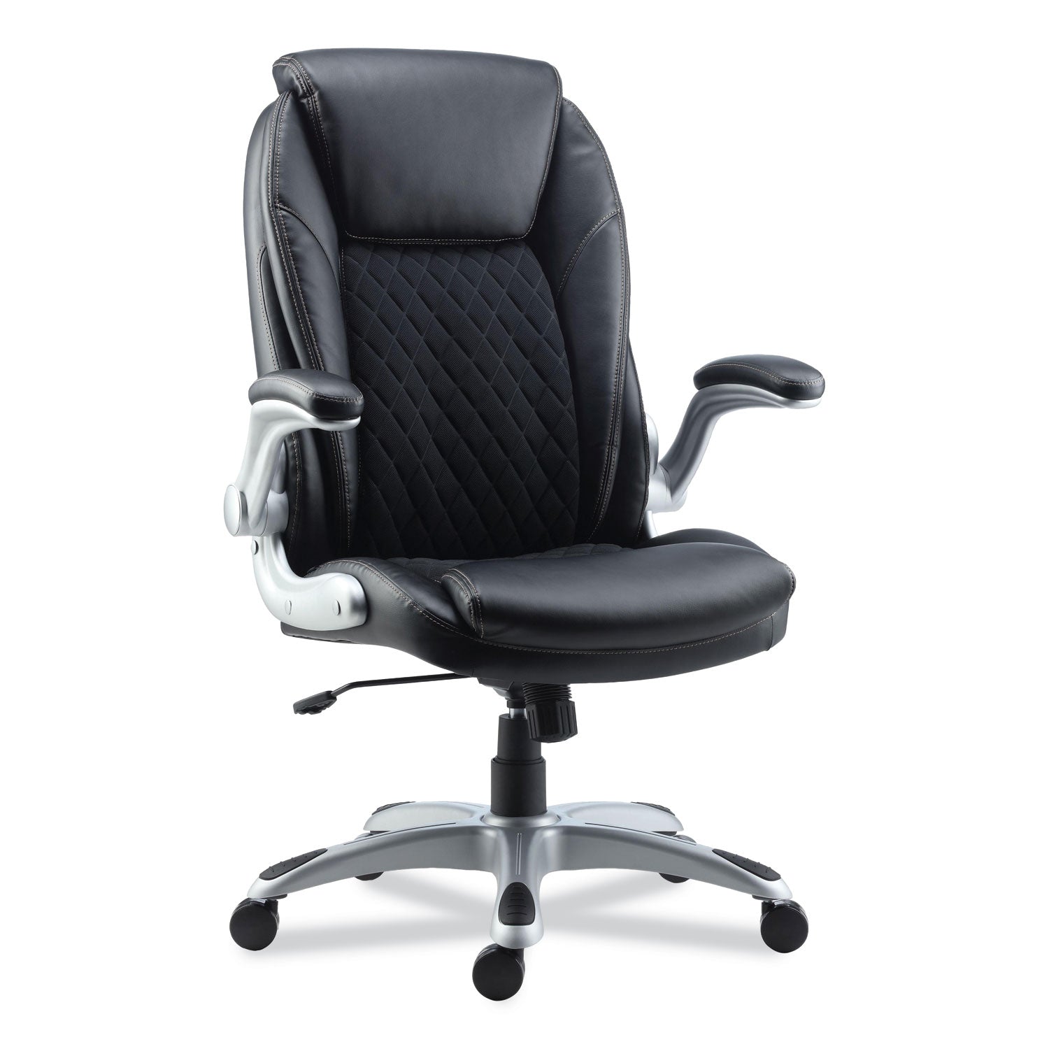 alera-leithen-bonded-leather-midback-chair-supports-up-to-275-lb-black-seat-back-silver-base_alelt4249 - 1