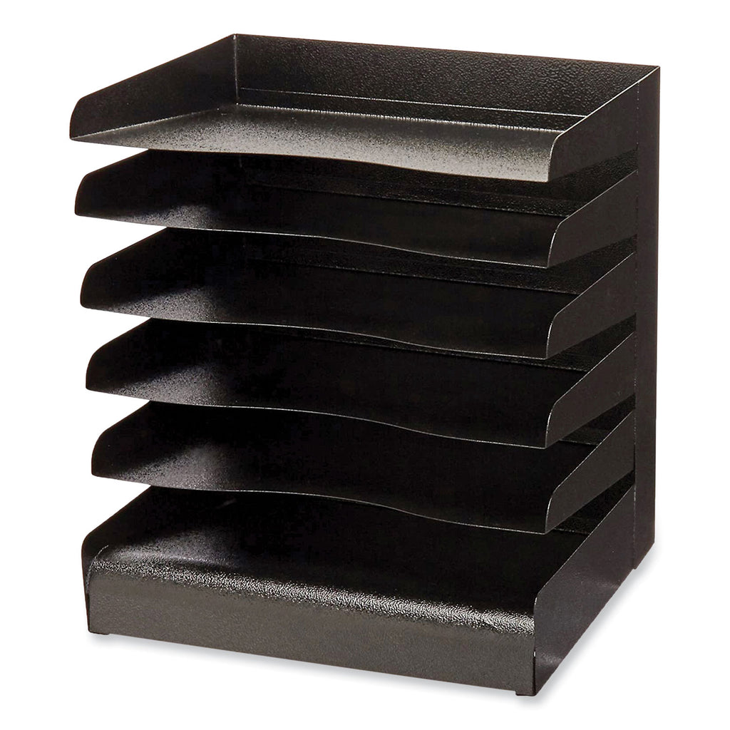 Steel Six-Shelf Desk Tray Sorter, 6 Sections, Letter Size Files, 12 x 9.5 x 13.5, Black, Ships in 1-3 Business Days
