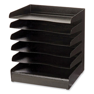 Steel Six-Shelf Desk Tray Sorter, 6 Sections, Letter Size Files, 12 x 9.5 x 13.5, Black, Ships in 1-3 Business Days