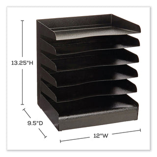 Steel Six-Shelf Desk Tray Sorter, 6 Sections, Letter Size Files, 12 x 9.5 x 13.5, Black, Ships in 1-3 Business Days